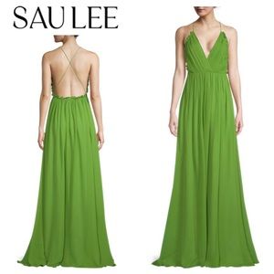 SAU LEE Cameron Silk Chiffon A-Line Gown